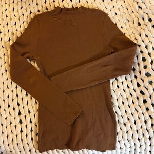 Rails mock neck brown knit long sleeve